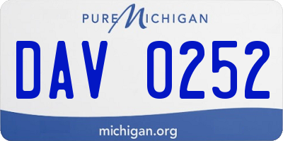 MI license plate DAV0252