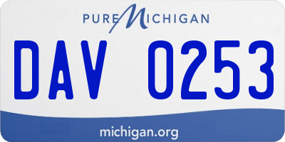 MI license plate DAV0253