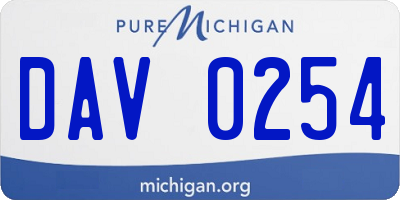 MI license plate DAV0254
