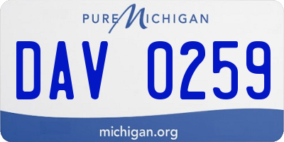 MI license plate DAV0259