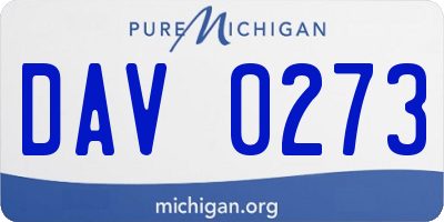 MI license plate DAV0273