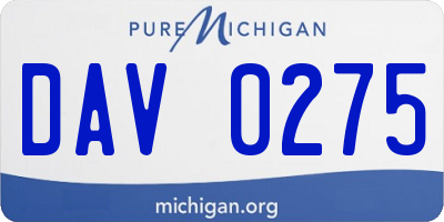 MI license plate DAV0275