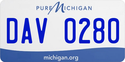 MI license plate DAV0280