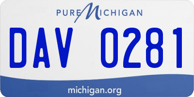 MI license plate DAV0281