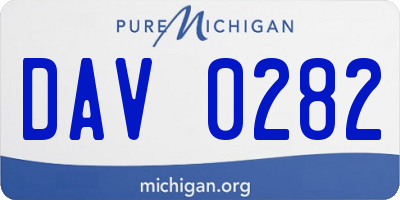 MI license plate DAV0282