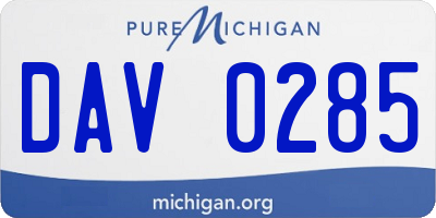 MI license plate DAV0285