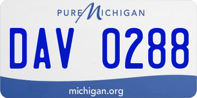 MI license plate DAV0288
