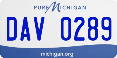 MI license plate DAV0289