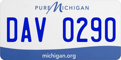 MI license plate DAV0290