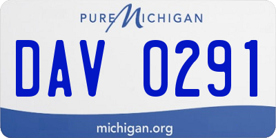 MI license plate DAV0291