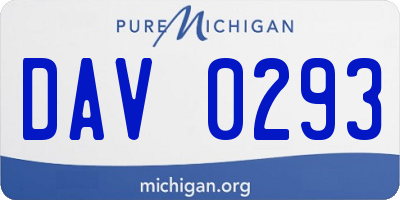 MI license plate DAV0293