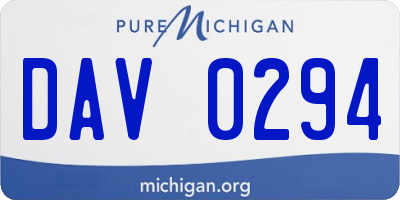 MI license plate DAV0294