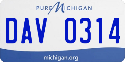 MI license plate DAV0314
