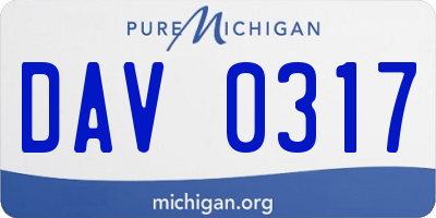 MI license plate DAV0317