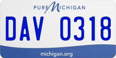 MI license plate DAV0318