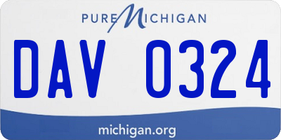 MI license plate DAV0324