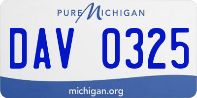 MI license plate DAV0325