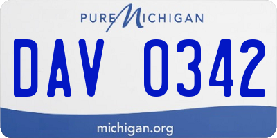 MI license plate DAV0342
