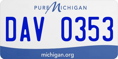 MI license plate DAV0353
