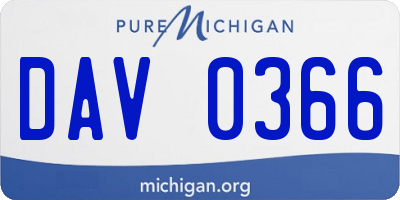 MI license plate DAV0366