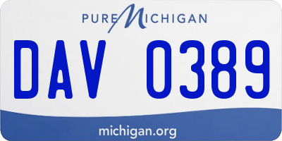 MI license plate DAV0389