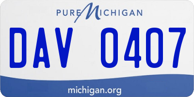 MI license plate DAV0407