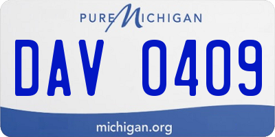 MI license plate DAV0409