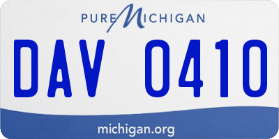 MI license plate DAV0410