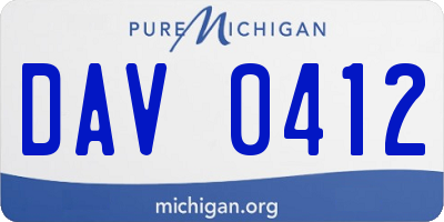 MI license plate DAV0412