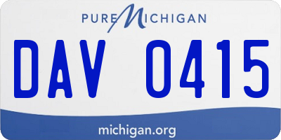 MI license plate DAV0415