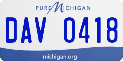 MI license plate DAV0418
