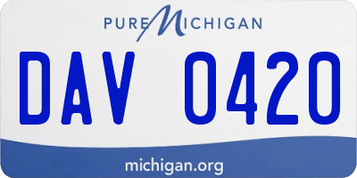 MI license plate DAV0420