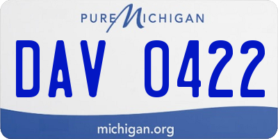 MI license plate DAV0422