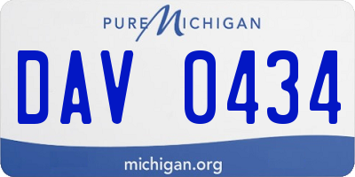 MI license plate DAV0434