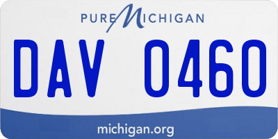 MI license plate DAV0460