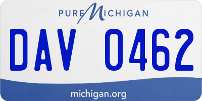 MI license plate DAV0462