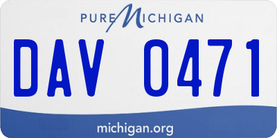 MI license plate DAV0471