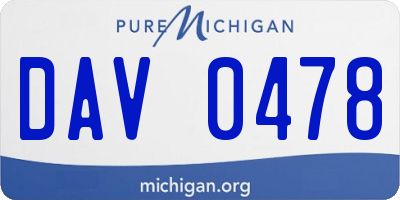 MI license plate DAV0478