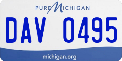 MI license plate DAV0495