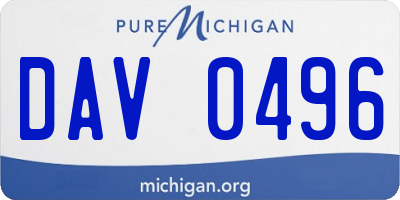 MI license plate DAV0496