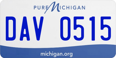 MI license plate DAV0515