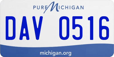 MI license plate DAV0516