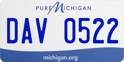 MI license plate DAV0522