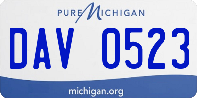 MI license plate DAV0523