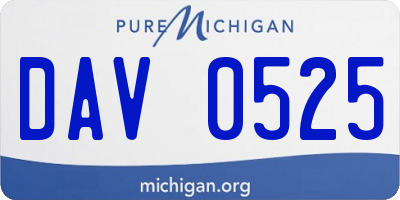 MI license plate DAV0525