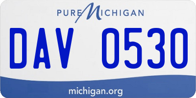 MI license plate DAV0530