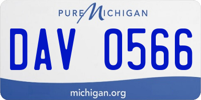 MI license plate DAV0566