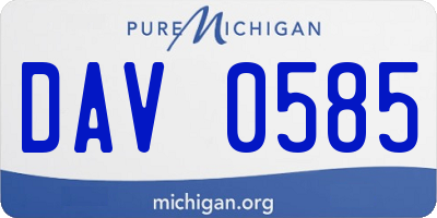 MI license plate DAV0585