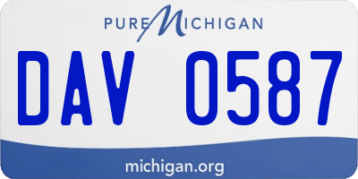 MI license plate DAV0587