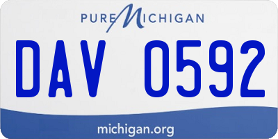 MI license plate DAV0592